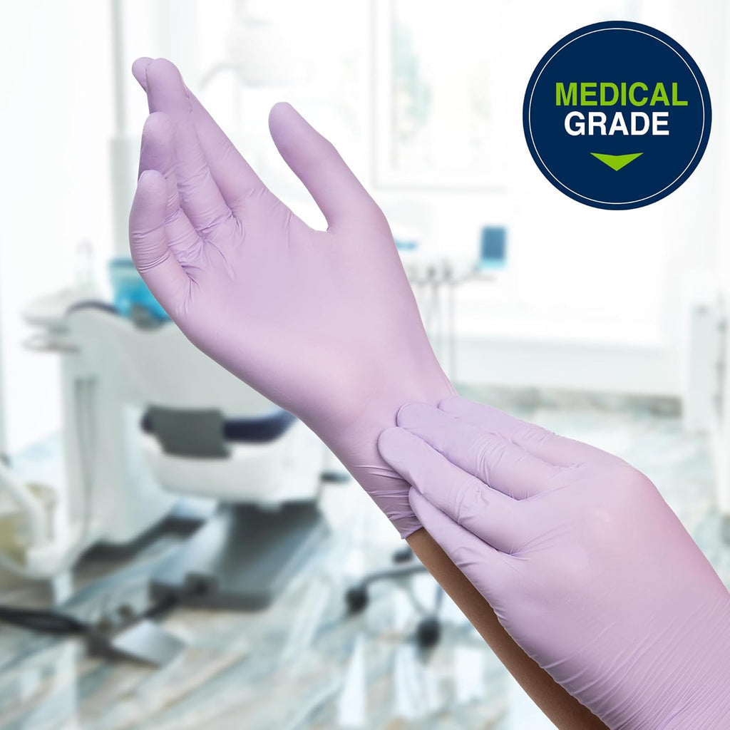 HALYARD Lavender Nitrile Exam Gloves, Disposable, Household Cleaning Supplies for First Aid, Beauty, Baby Care, Pet Care, 3.1 mil, X-Large, 52820 (Case of 2300)
