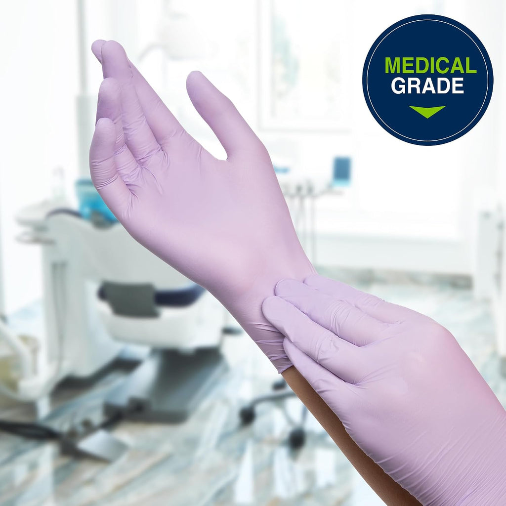 HALYARD Lavender Nitrile Exam Gloves, Disposable, Household Cleaning Supplies for First Aid, Beauty, Baby Care, Pet Care, 3.1 mil, X-Small, 52816 (Case of 2500)