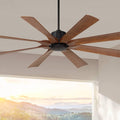 Possini Euro Design 60' Defender Modern Industrial Indoor Outdoor Ceiling Fan with Remote Control Matte Black Hand-Painted Koa Damp Rated for Patio Exterior House Home Porch Gazebo Garage Barn Roof
