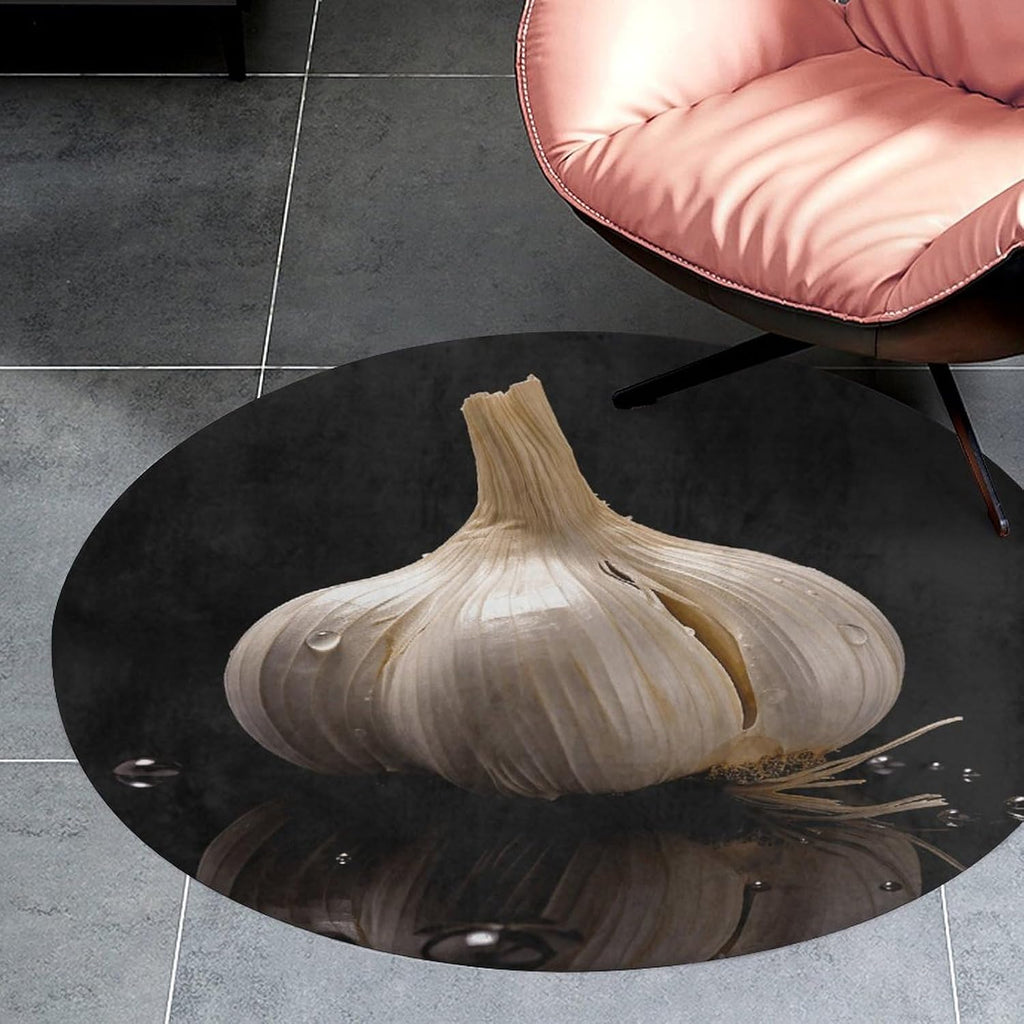 Raw Garlic Coral Velvet Round Floor Mat Non-Slip Bath Rug Floor Covering for Bathroom Vanity Guest Suite & Vacation Home