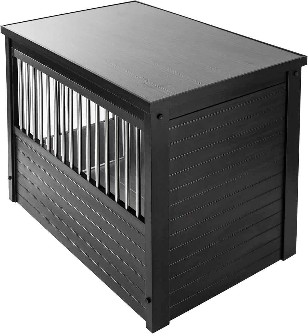 New Age Pet ECOFLEX InnPlace Dog Crate & End Table, Furniture-Style Indoor Kennel for Crate-Trained Dogs, Stainless Steel Spindles, 10-Year Warranty. 4 Colors, 4 Sizes