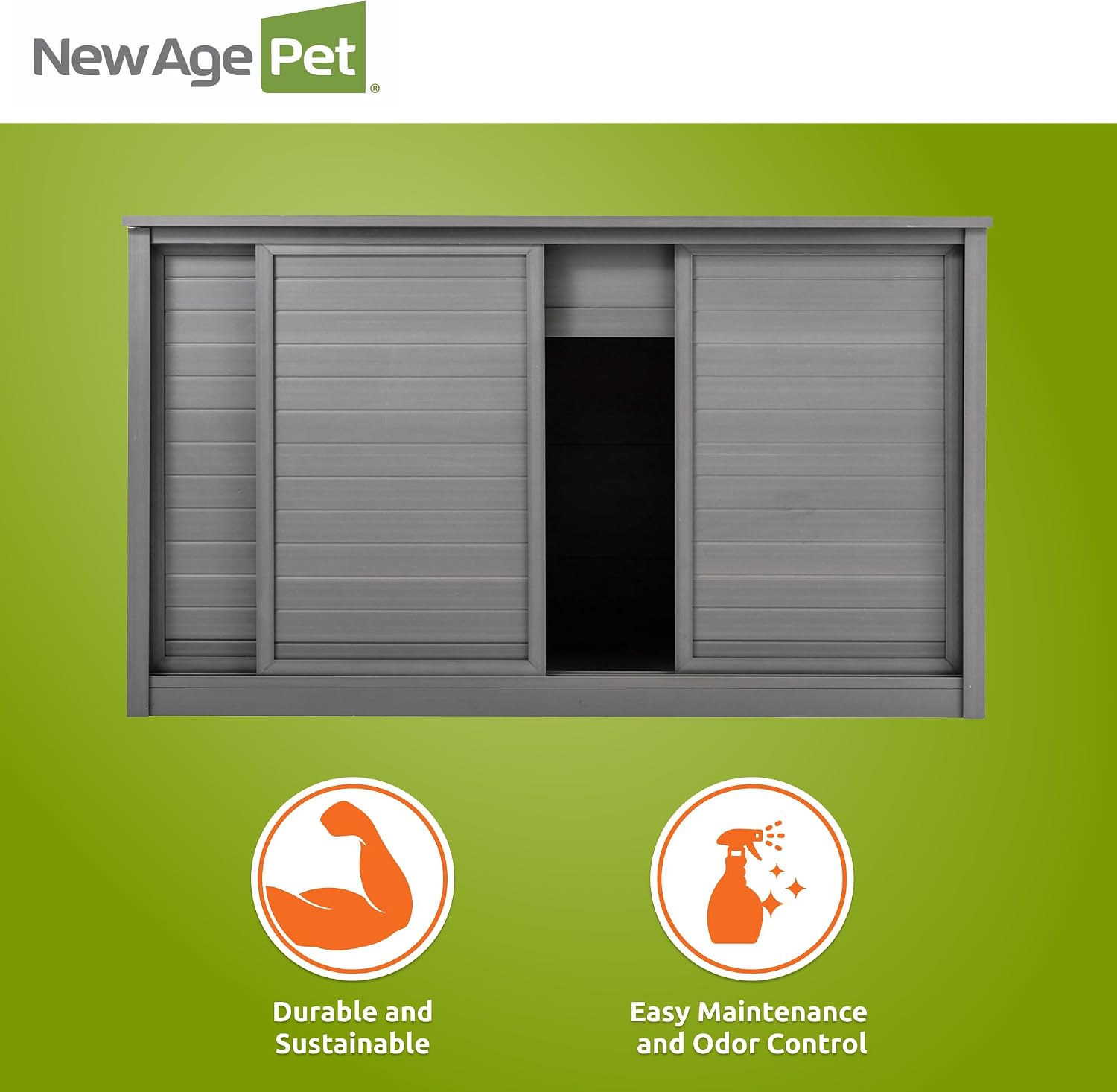 New Age Pet ECOFLEX 48' Storage Cabinet for Pets in Grey, Durable Wood Plastic Composite, Non Toxic, Easy Assembly, Ideal for Bedding, Food, Toys, Large Mojave Reptile Habitat Compatible