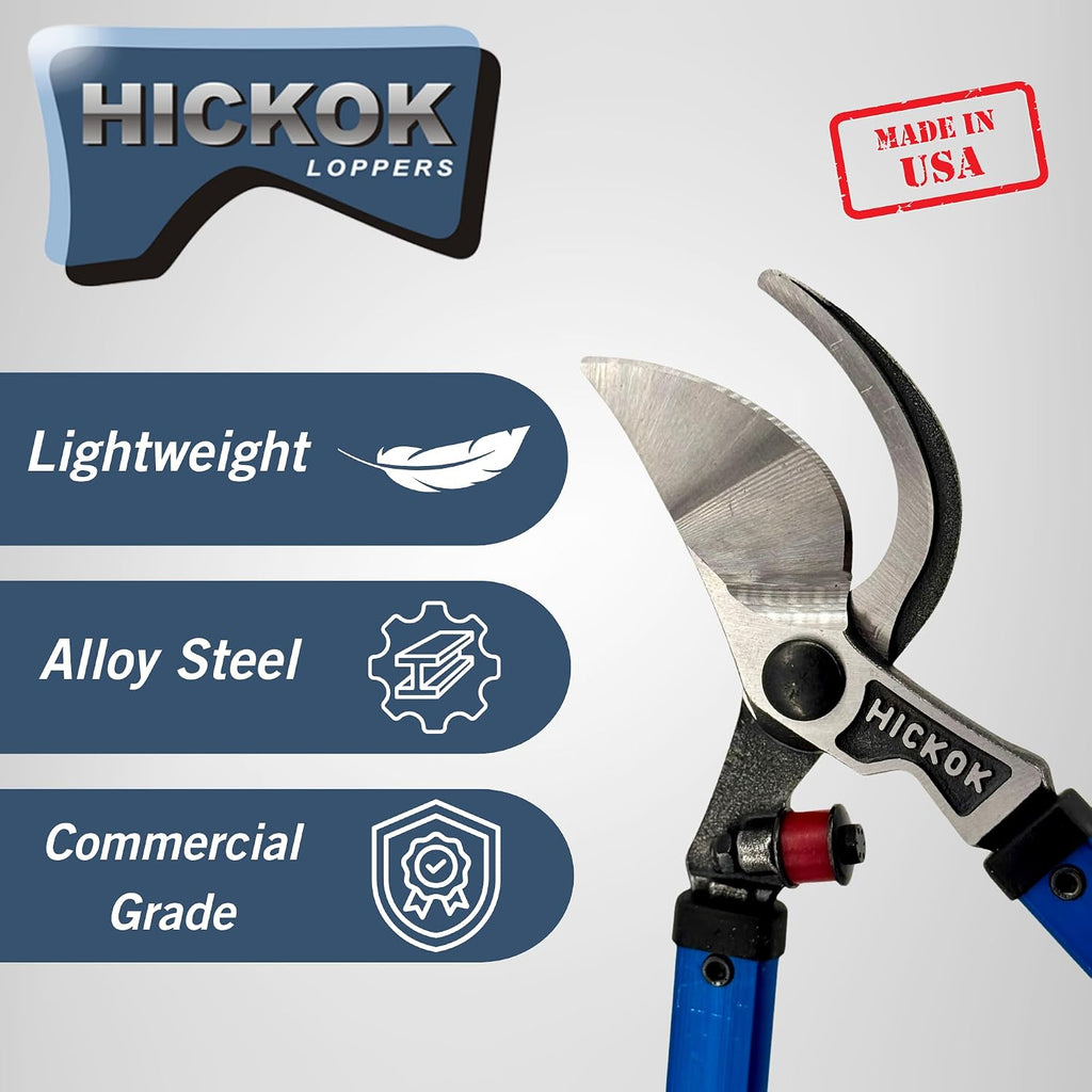 Hickok Heavy Duty Loppers for Tree Trimming – 36' Branch Cutter & Pruning Shears with Long Handle | Lightweight Aluminum Tree Trimmer | Professional-Grade Pruner Made in USA