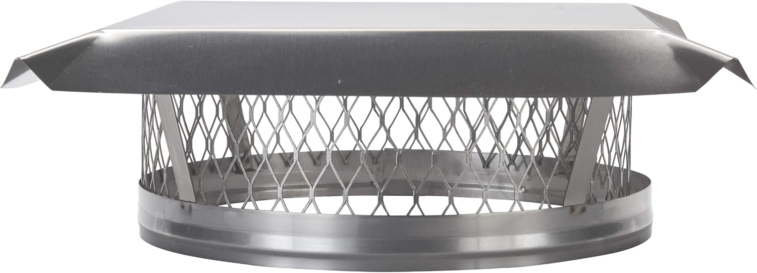 HY-C LC14 Round Stainless Steel Clamp on Single Flue Liner Chimney Cap, 14 Inch, Gray