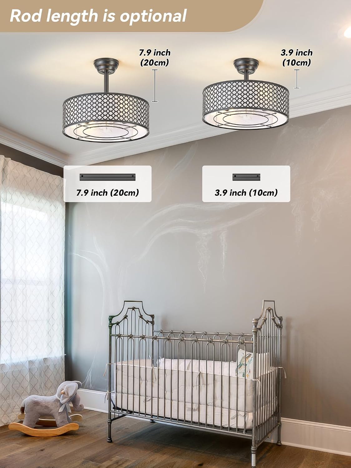Black Fandelier Ceiling Fan with Light, 20' Caged Boho Ceiling Fans with Lights and Remote, Mid Century with 6 Speeds for Bedroom, Living Room, Nursery