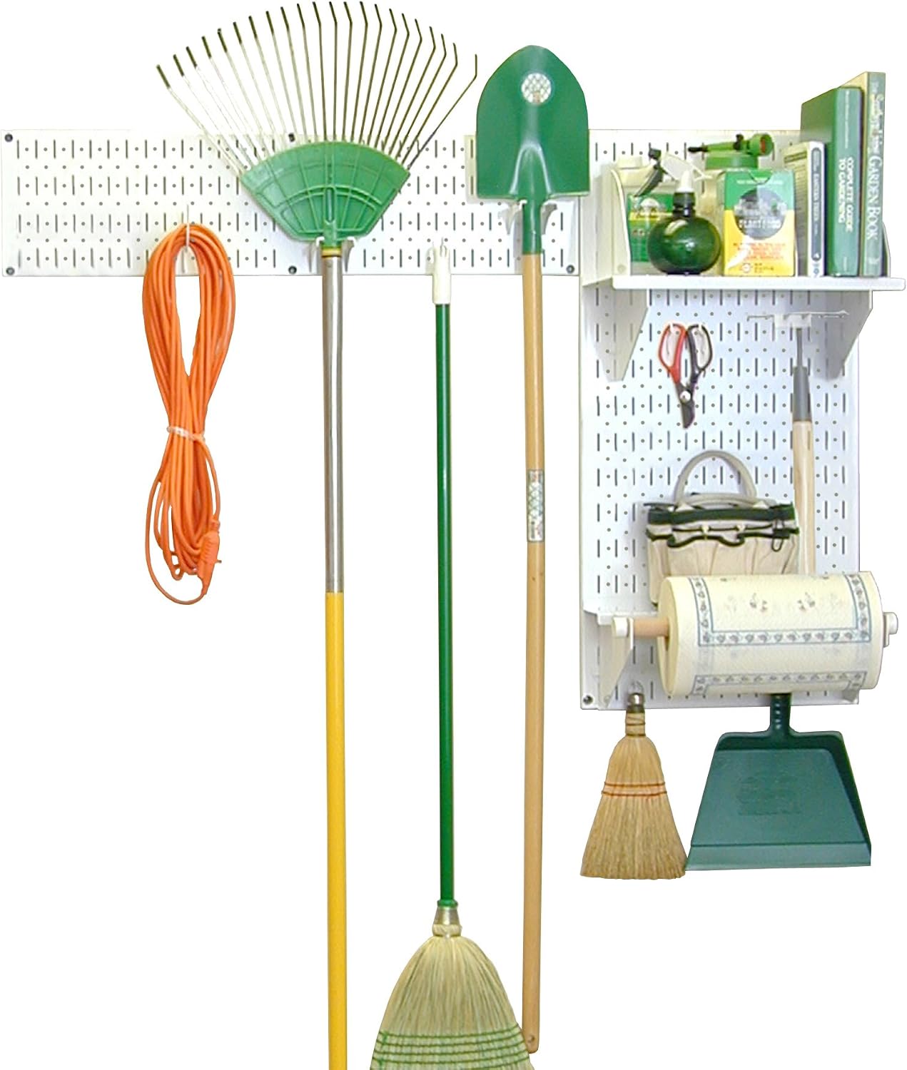 Wall Control Gardening Tool Pegboard Wall Storage Organizer Kit - White