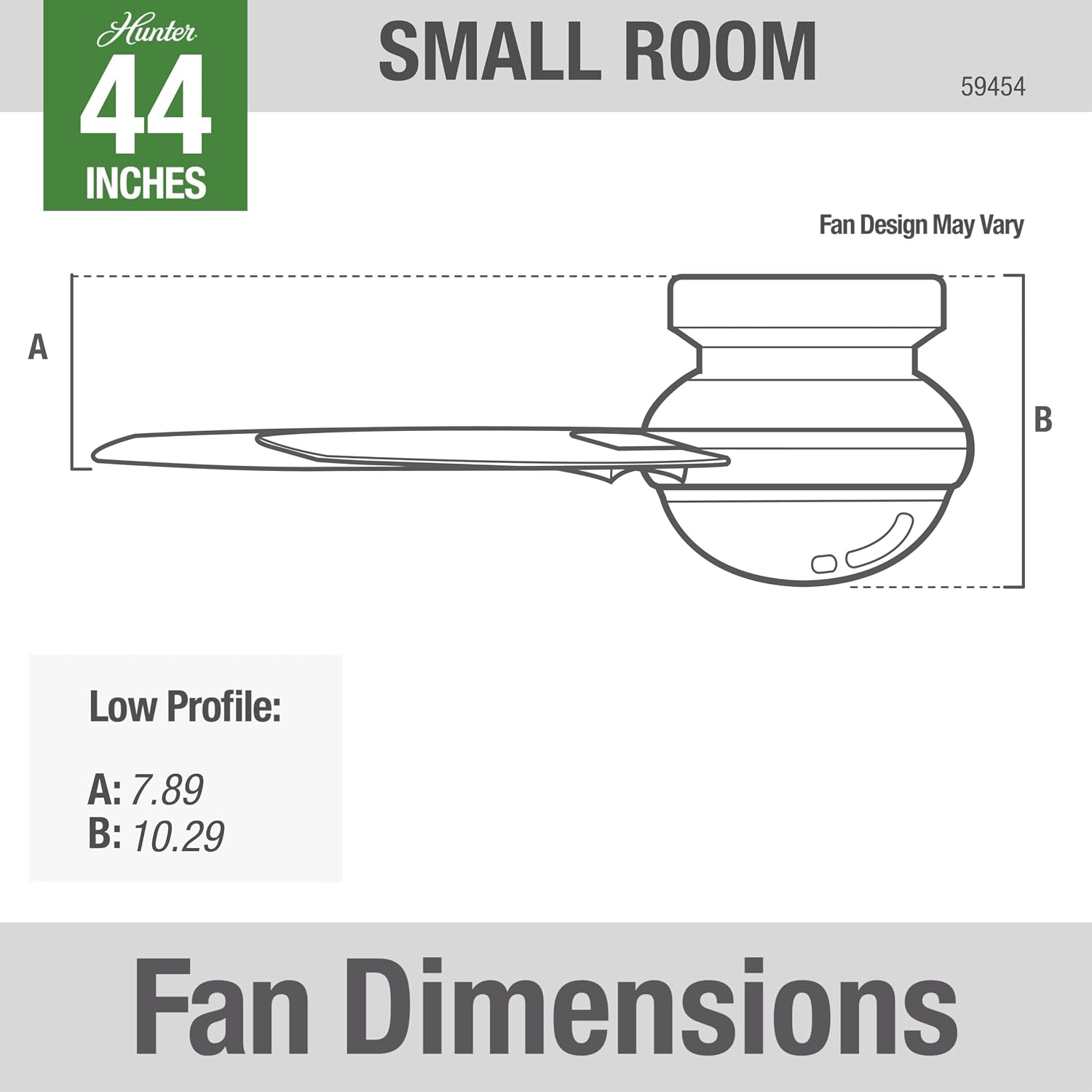 Hunter 44 inch Indoor Ceiling Fan with Light and Remote Control - For Bedroom or Living Room, Low Profile Flush Mount, Modern Ceiling Fan with LED Light, Quiet, 3 Blades- Minimus 59454, Brushed Nickel