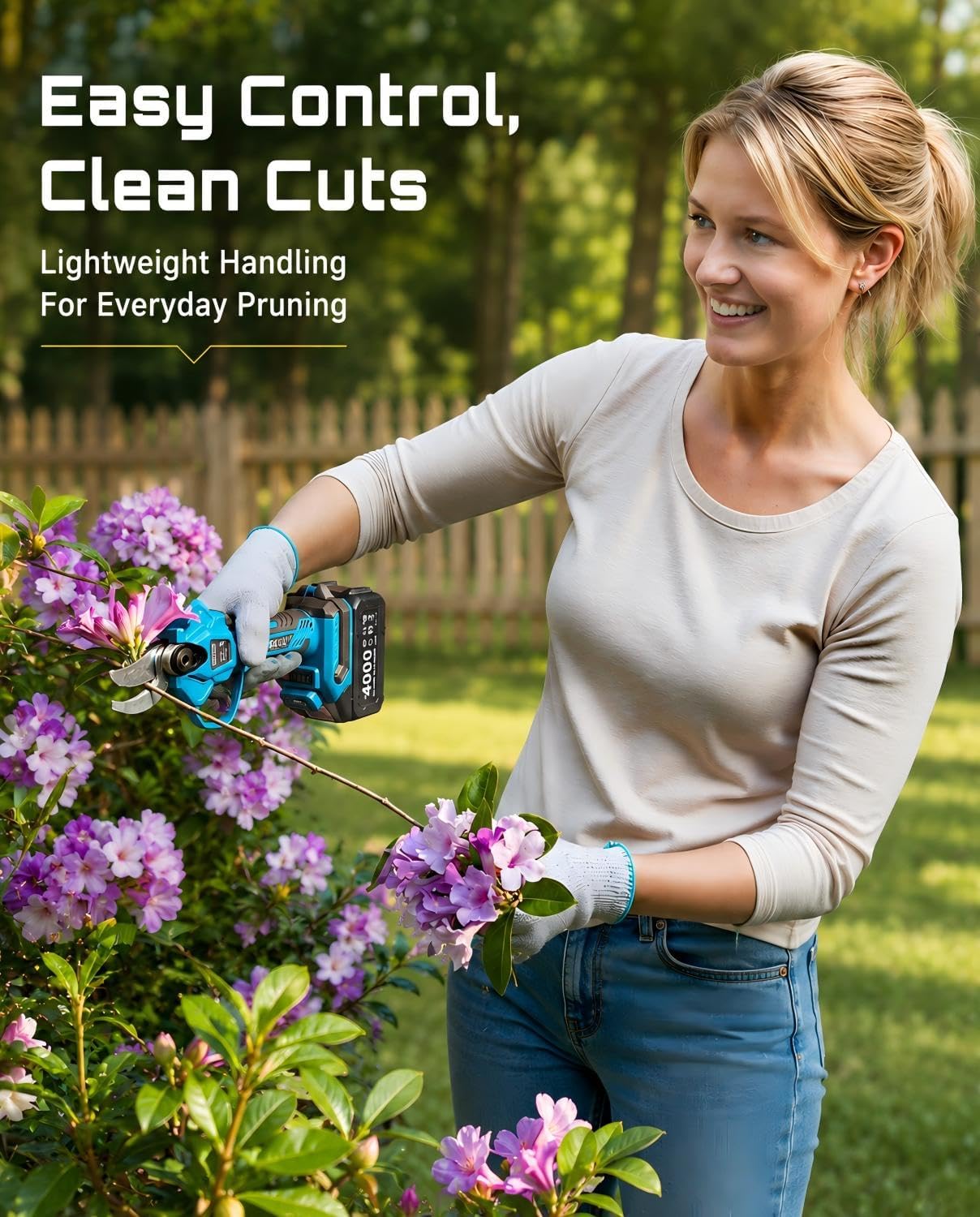 SEESII 2-in-1 Pole Pruning Shears: 1.6' Cutting Diameter Cordless Electric Pole Pruners - Brushless Motor, Dual 4.0Ah Batteries, Extra SK5 Blade, 4 Modes Adjustable Branches Cutter for Tree & Flower