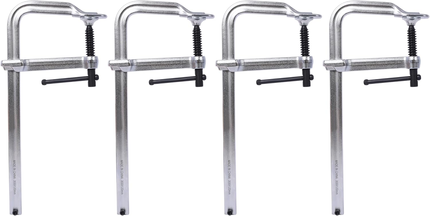 Wood Workbench - 55-Inch Acacia Hardwood Workbench with Drawer - Heavy Duty Work Bench Table, with Bar Clamps Set 12 inch x 4-3/4 inch Throat,Pack of 4, for Garage, Workshop, Home Storage