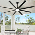 96 Inch Large Industrial Ceiling Fan with Lights, with Reversible Dc Motor, 3 Downrods, 6 Speed Remote Control, 8 Aluminum Blades, Black Outdoor Fans for Shop/Gym/Warehouse/Garage