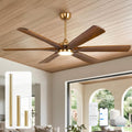 72 Inch Smart Outdoor Ceiling Fan with Lights, Brass Gold with 6 Solid Wood Walnut Blades, Modern Farmhouse, Alexa/App/Remote Control, 9268 CFM Quiet DC Motor, for Large Room Exterior Gazebo Patio