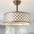 Brown Fandelier Ceiling Fan with Light, 20' Caged Brown Chandelier Ceiling Fans with Lights Remote Control, Fabric Mid-Century Modern with 6 Speeds for Bedroom, Nursery, Living Room.