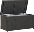 Garden Storage Box Indoor/Outdoor Storage Container and Gardening Tools - Store Items on Patio, Garage, Yard.Poly Rattan 39.3'x19.6'x19.6' Black