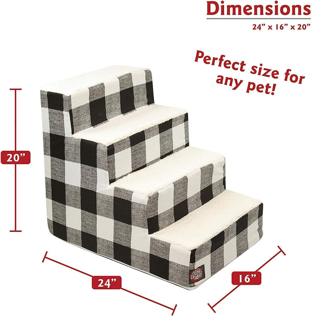 Majestic Pet Portable Pet Stairs | Soft Sherpa Steps Foam Feeling | Steps for Dogs & Cats | Dog & Cat Ramp | Indoor Only | Max Weight: up to 250 Lbs, 4 Step, Anderson Check Charcoal Black