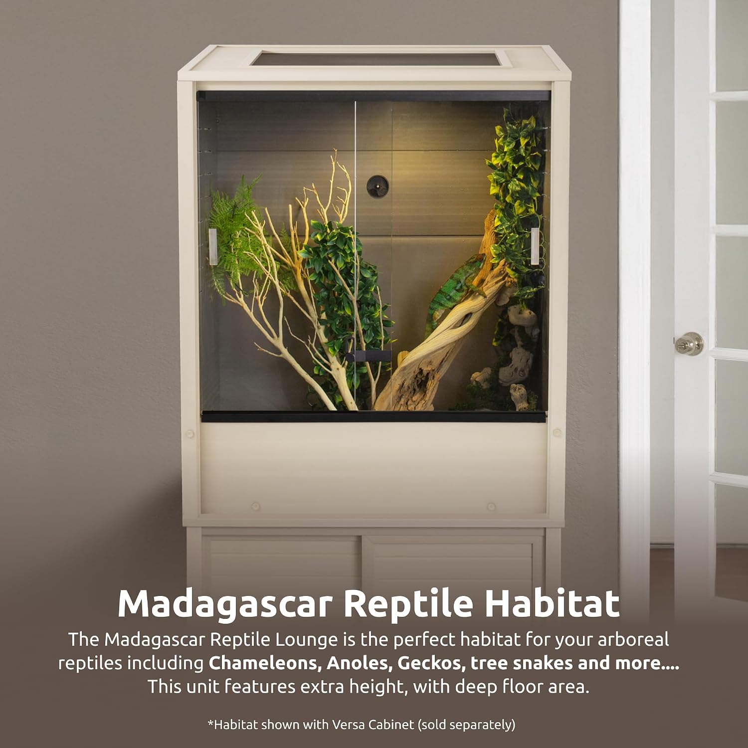 New Age Pet ECOFLEX Vertical Reptile Terrarium, Tall Climber Arboreal Habitat for Chameleons, Geckos & Lizards in ECOFLEX Material, Easy Access, Maple