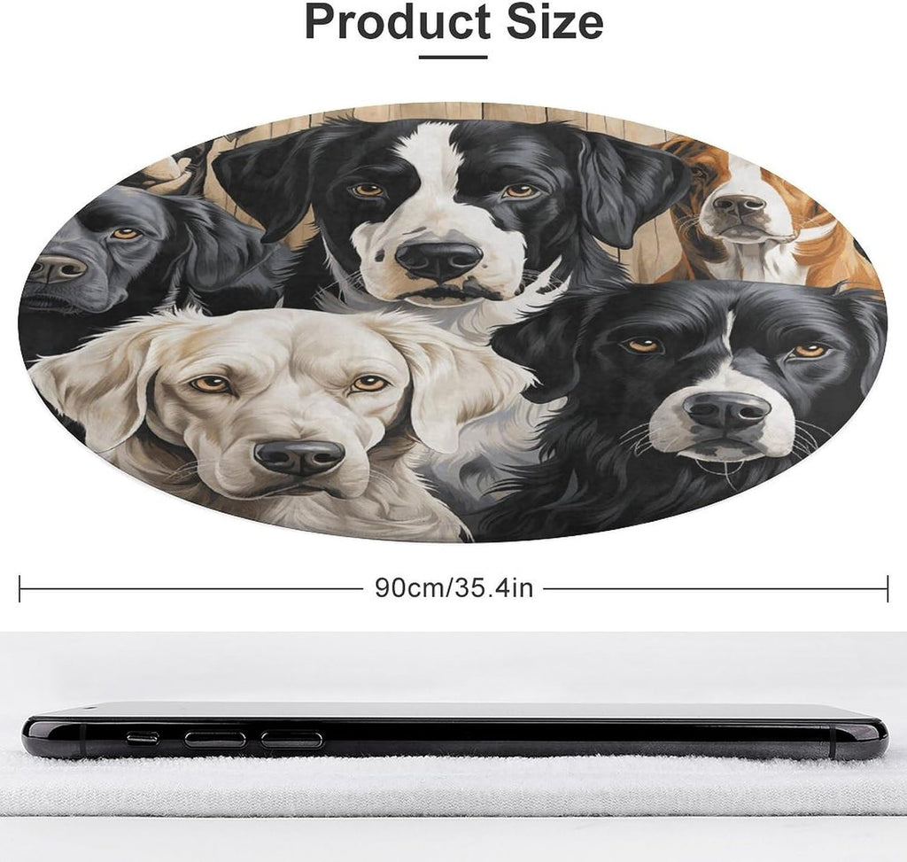 Black and White Dog Coral Velvet Round Floor Mat Non-Slip Bath Rug Floor Covering for Bathroom Vanity Guest Suite & Vacation Home