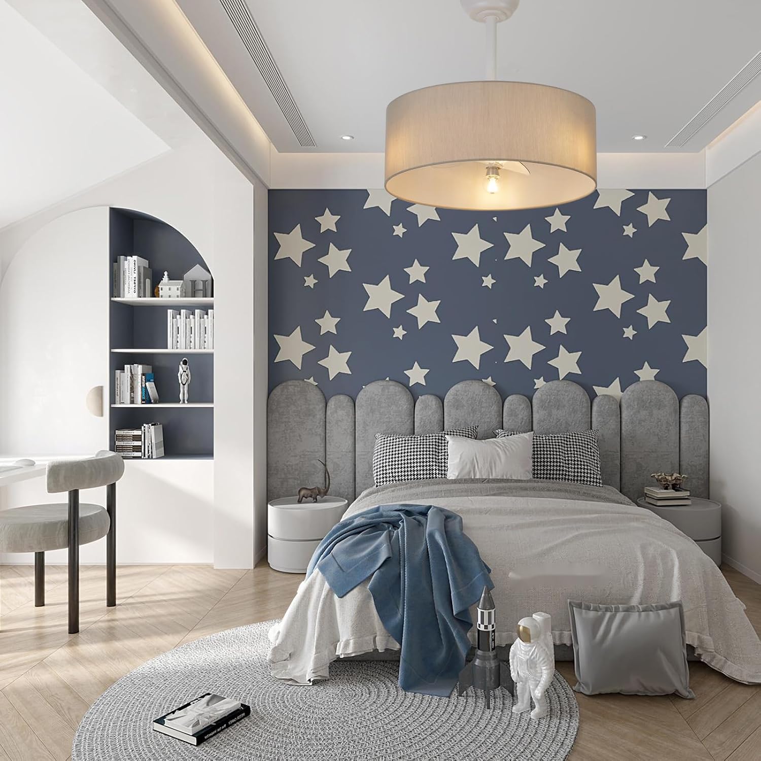 Low Profile Ceiling Fans with Lights 20' Ceiling Fans with Lights and Remote Flush Mount Ceiling Fan with Lights Boho Ceiling Fan with 6 Speeds for Living Room Bedroom.