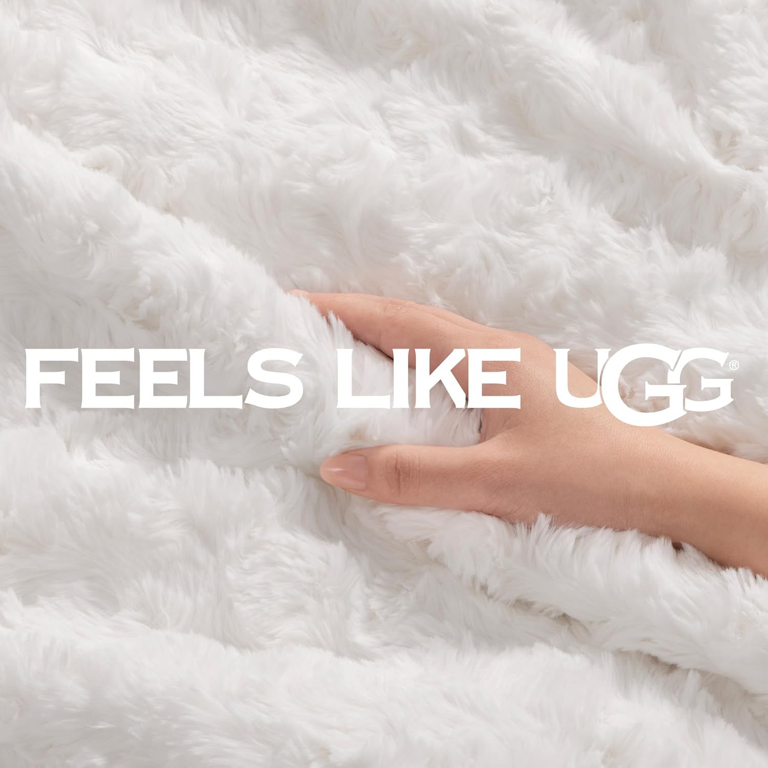 UGG Adalee Faux Fur King Blanket, Double-Sided Fluffy Blanket, Cozy Oversized Throw for Couch, Washable Bedding for California King Bed, Luxury Home Decor, 110' x 90', Natural White