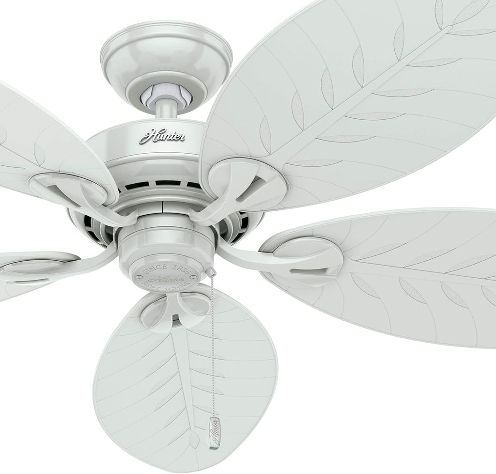 Hunter Fan 54 inch Casual White Outdoor Ceiling Fan with 5 Blades (Renewed)