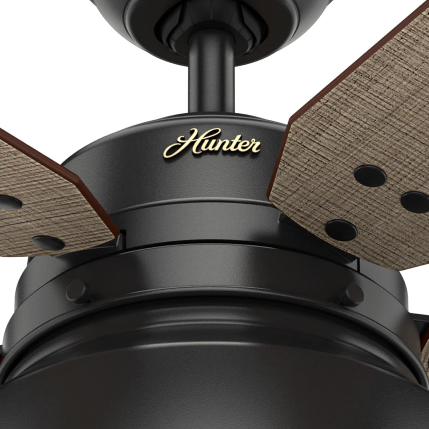 Hunter 52 inch Outdoor or Indoor Ceiling Fan with LED Light - Black Rustic Ceiling Fan with Pull Chain, For Bedroom, Living Room, or Patio, Standard Mount, No Remote - Mill Valley 59307, Matte Black