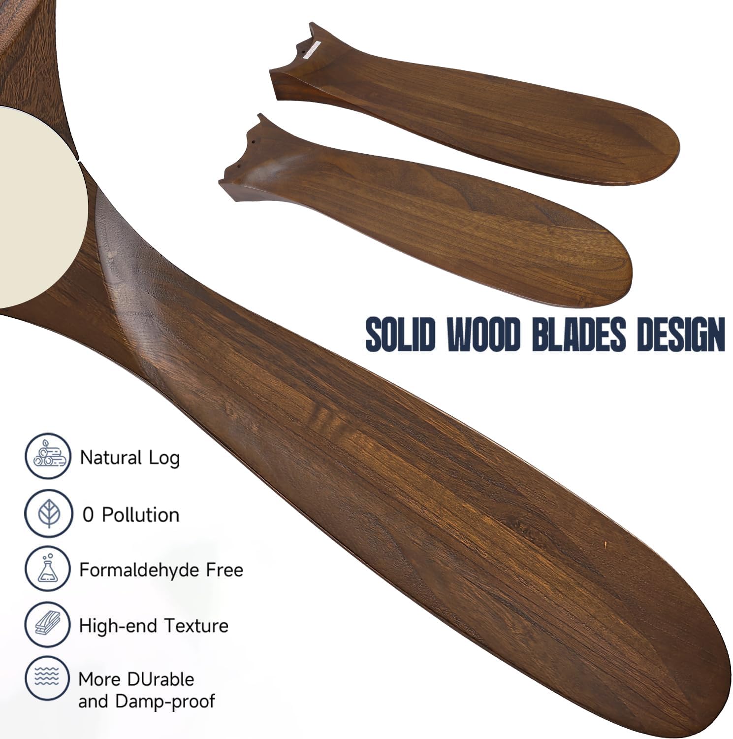 60 Inch Wood Ceiling Fan with Light, Outdoor Farmhouse Rustic Ceiling Fans for Patios Remote/App/Alexa Control, 3 Blades Large Airflow Propeller Dc Ceiling Fans for Indoor Outside
