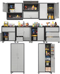 Metal Tool Cabinet,Garage Storage Cabinet System,Wall Cabinet & Locking Rolling Tool Cabinet with Doors and Adjustable Shelves,Steel Tool Cabinets for Home