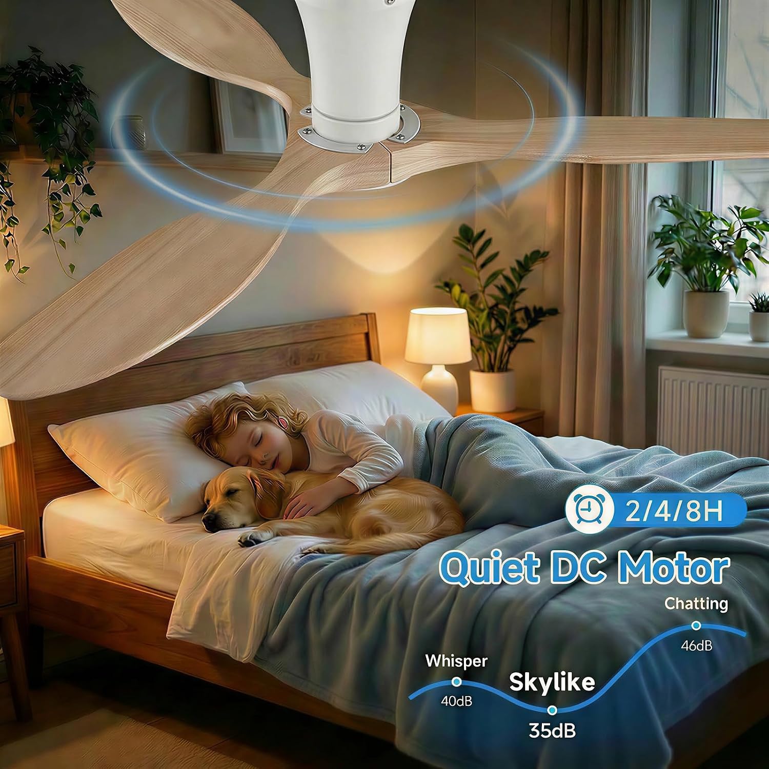 Skylike 52' Flush Mount Wood Ceiling Fan with Lights, 3 Blade Low Profile Rustic Ceiling Fan with Remote Control,Quiet Indoor/Outdoor Light Walnut Ceiling Fan for Patio,Porch, Gazebo, Bedroom