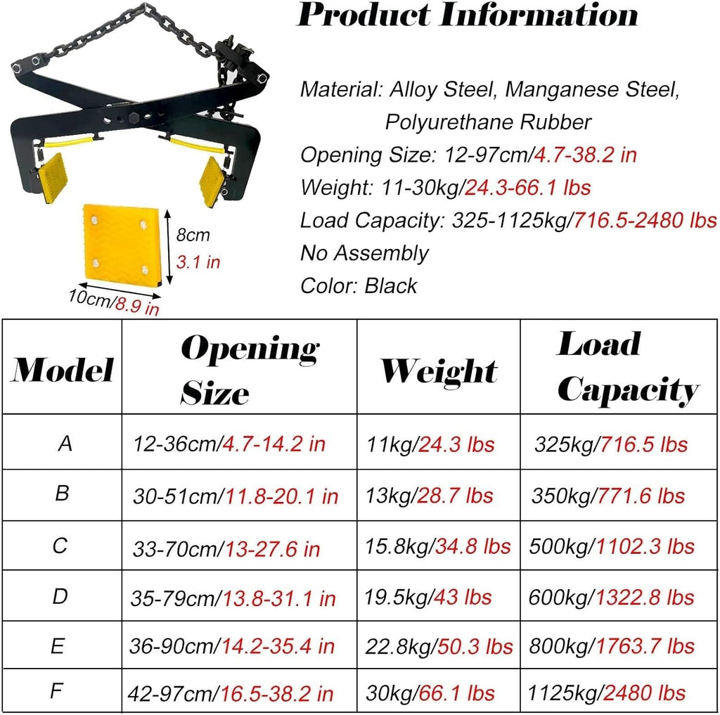 Granite Slab Lifting Clamp Stone Heavy Duty Lifting Clamps for Granite Stone Marble Slate Rock Brick(12in)