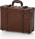 COTRUNKAGE 16' Carry On Suitcase Cute Pu Overnight Vintage Trunk Luggage Bag for Women with Strap, Caramel Brown