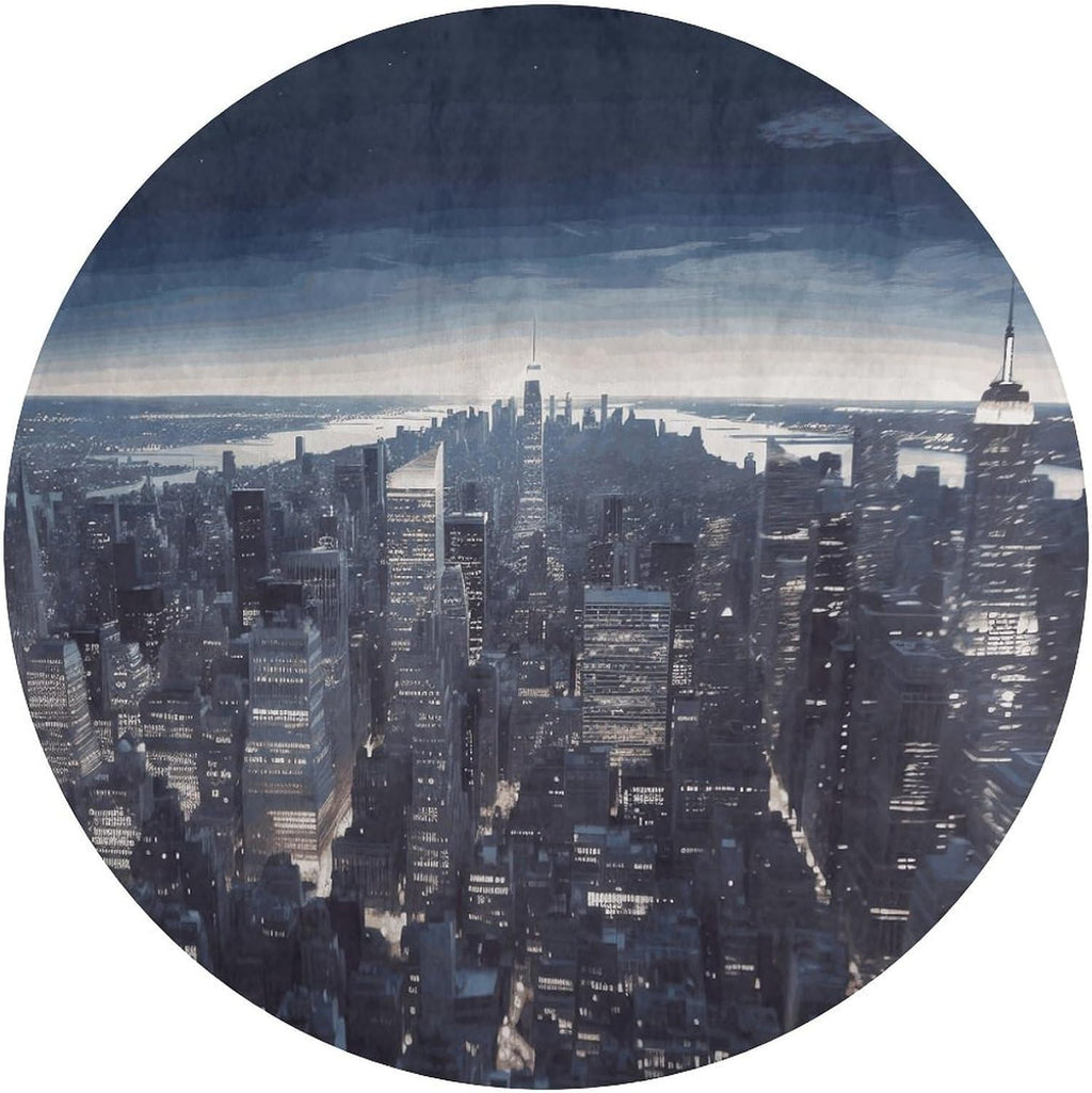 New York City1 Coral Velvet Round Floor Mat Non-Slip Bath Rug Floor Covering for Bathroom Vanity Guest Suite & Vacation Home