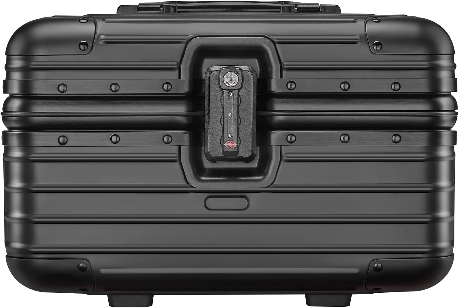 YUEMAI Hard Shell Cosmetic Case, Mini Aluminium Alloy Carrying Makeup Case Suitcase, Small Travel Hand Luggage With Elastic Band, For Make-Up Artist(Black)
