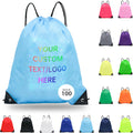 JEOHLORY pack of 100 Custom Bags With Your Logo,customized backpack,promotional items,Drawstring Backpacks,Great for Everyday Use (Custom Sky Blue)