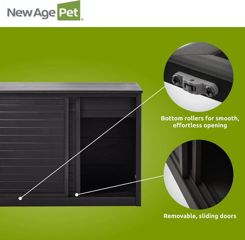 New Age Pet ECOFLEX 36' Storage Cabinet for Pets in Black, Durable Wood Plastic Composite, Non Toxic, Easy Assembly, Ideal for Bedding, Food, Toys, Medium Mojave Reptile Habitat Compatible