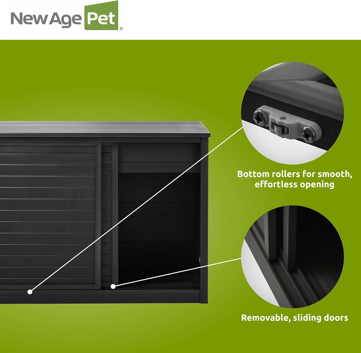 New Age Pet ECOFLEX 36' Storage Cabinet for Pets in Black, Durable Wood Plastic Composite, Non Toxic, Easy Assembly, Ideal for Bedding, Food, Toys, Medium Mojave Reptile Habitat Compatible