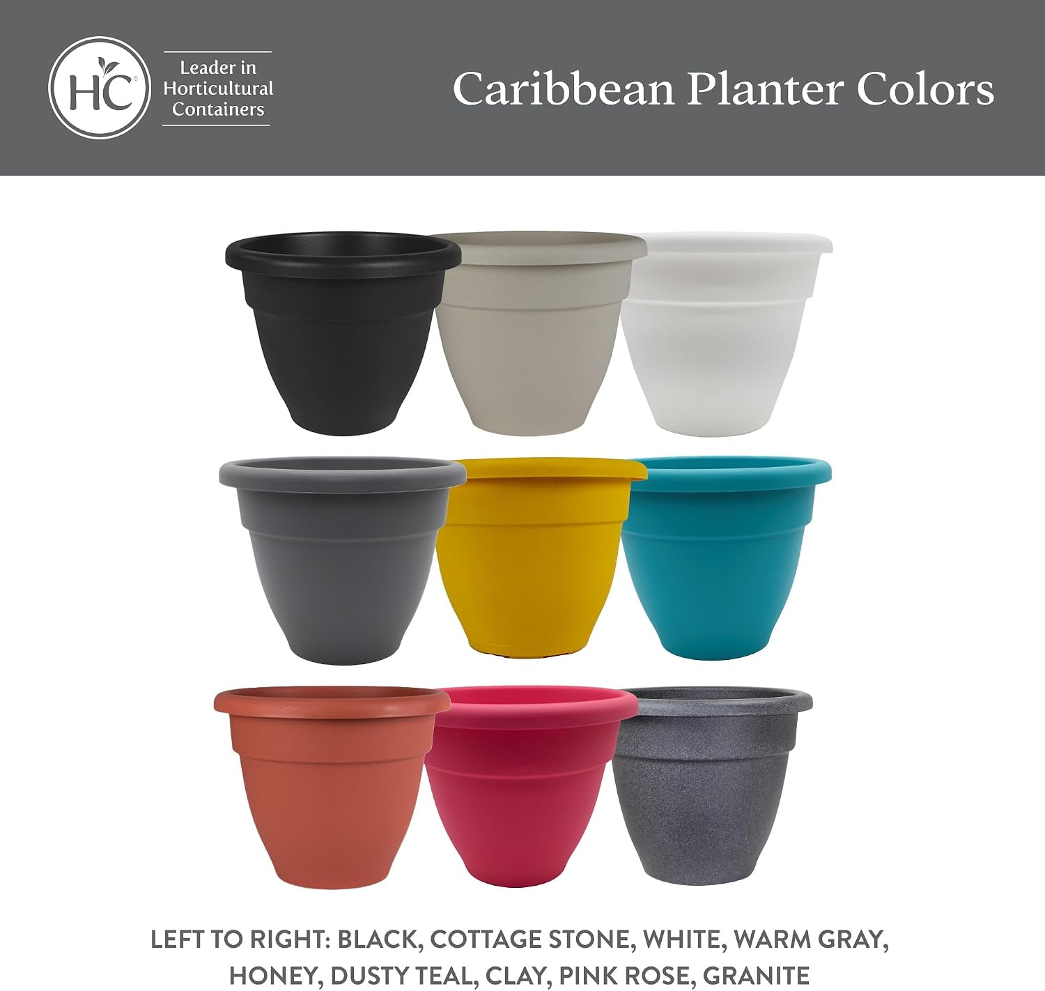 The HC Companies 20 Inch Caribbean Planter Pots with Drainage & Plug, Rolled Rim Plastic Planters for Indoor & Outdoor Plants, 2-Pack Decorative Flower Pots for Garden, Office & Home Decor, Black
