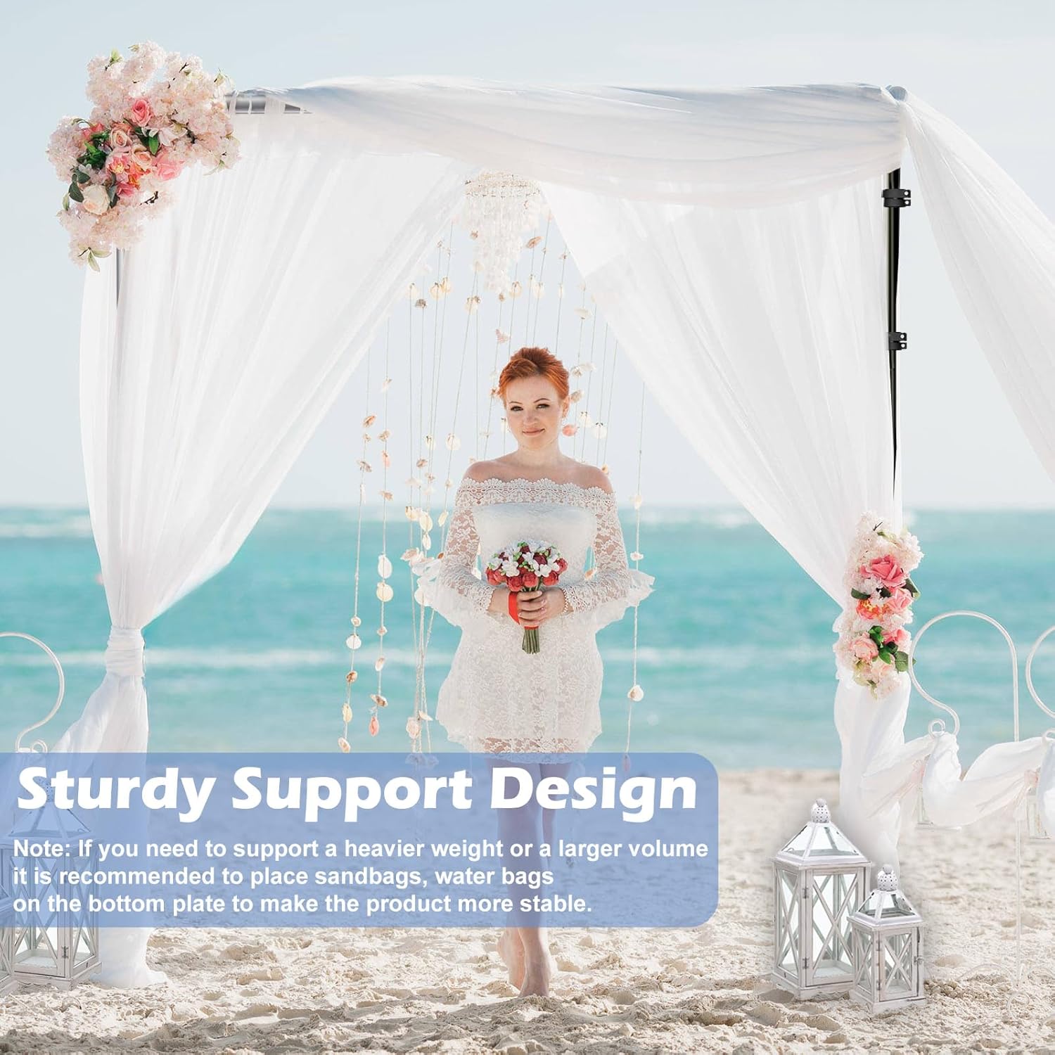 TOCRETOARE Heavy Duty Backdrop Stand, 8x10ft Pipe and Drape Backdrop Stand Kit with Upgrade Clip on Telescopic Poles Frame and Metal Base, Background Holder for Parties Wedding Birthday Photography