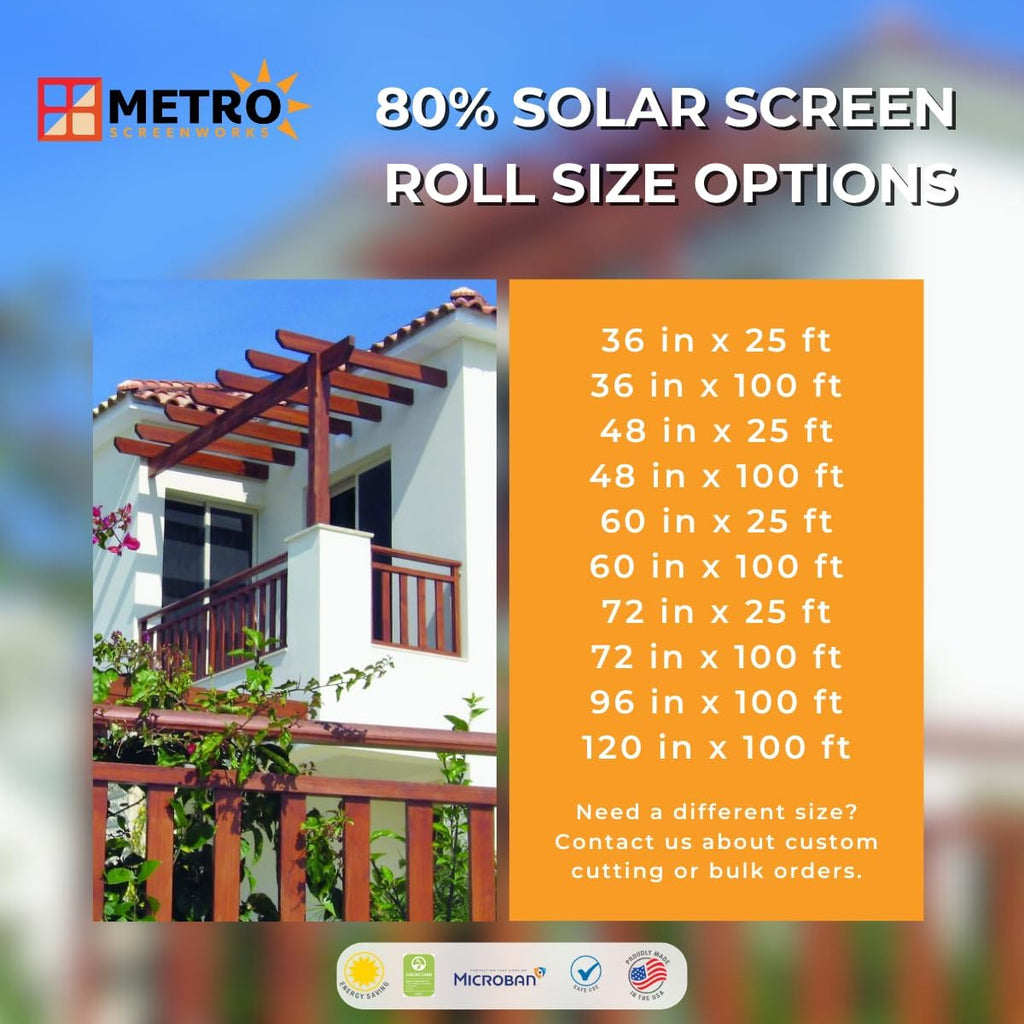 Phifer Solar Screen Mesh for Windows 80% Shade – Energy-Saving Solar Screen Roll 48 in x 100 ft, Black – DIY Exterior Sun Shades for Reduced Glare and More Privacy - Patio & Porch