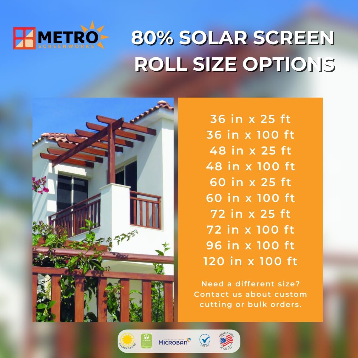 Phifer Solar Screen Mesh for Windows 80% Shade – Energy-Saving Solar Screen Roll 48 in x 100 ft, Black – DIY Exterior Sun Shades for Reduced Glare and More Privacy - Patio & Porch