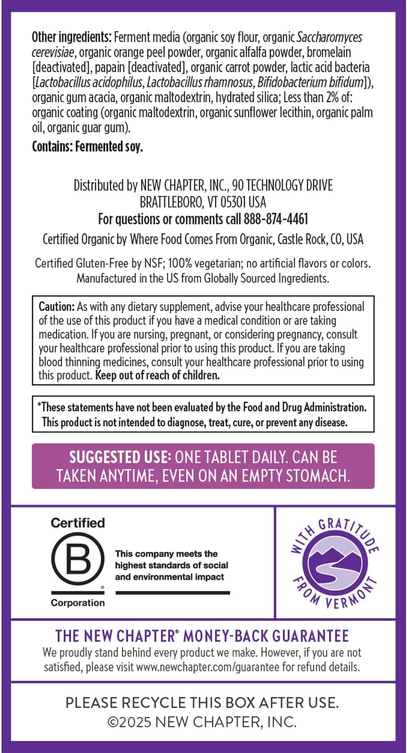 New Chapter Women's Multivitamin 40+, Extra B6 & B12, Biotin for Hair Growth, D3, VIT C, Zinc for Immune & Stress Support, Gentle on an Empty Stomach, Non-GMO, Gluten-Free, 96 Tablets, (Pack of 2)