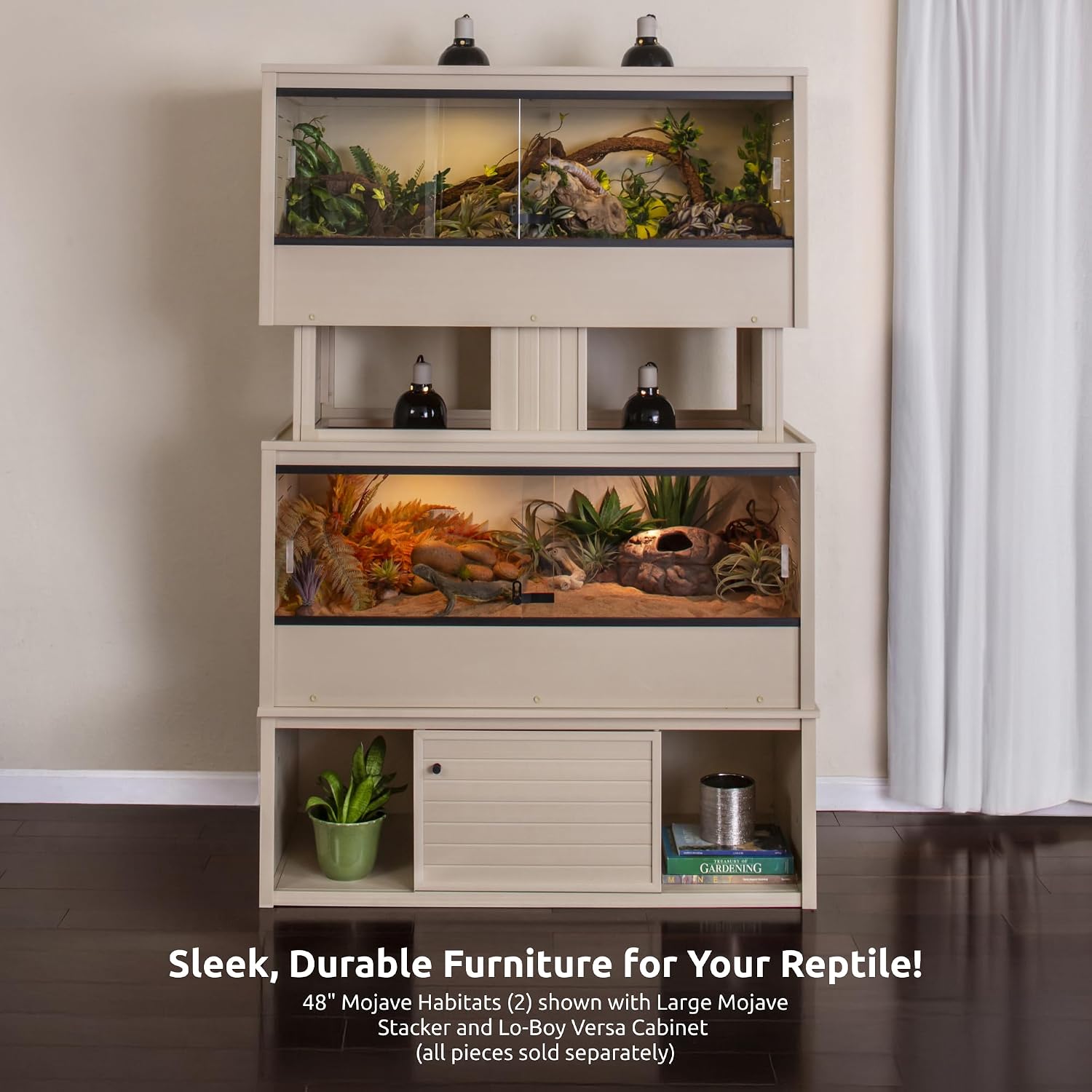 New Age Pet Lo‑Boy Versa Stand for Reptile Terrariums, Low-Profile ECOFLEX Cabinet for Stacked Large, 48' Mojave Reptile Habitats, Maple