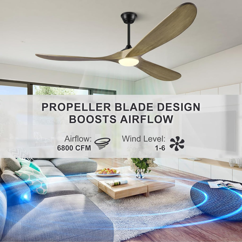 Eliora 52 Inch Ceiling Fans with Lights, Wood Outdoor Ceiling Fan for Patio and Remote Control Rustic Propeller Large Ceiling Fans with Light Farmhouse Indoor Quiet High cfm, Bronze Gray