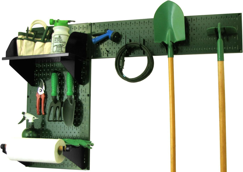 Wall Control Pegboard Garden Supplies Storage and Organization Garden Tool Organizer Kit with Green Pegboard and Black Accessories