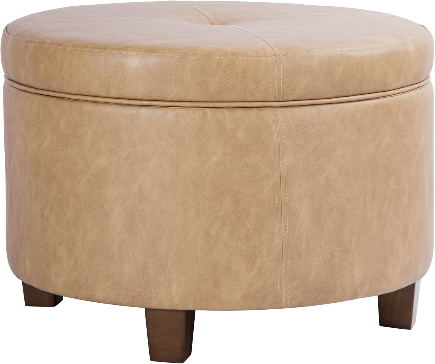 HomePop 24' Large Leatherette Storage Ottoman - Sand Faux Leather
