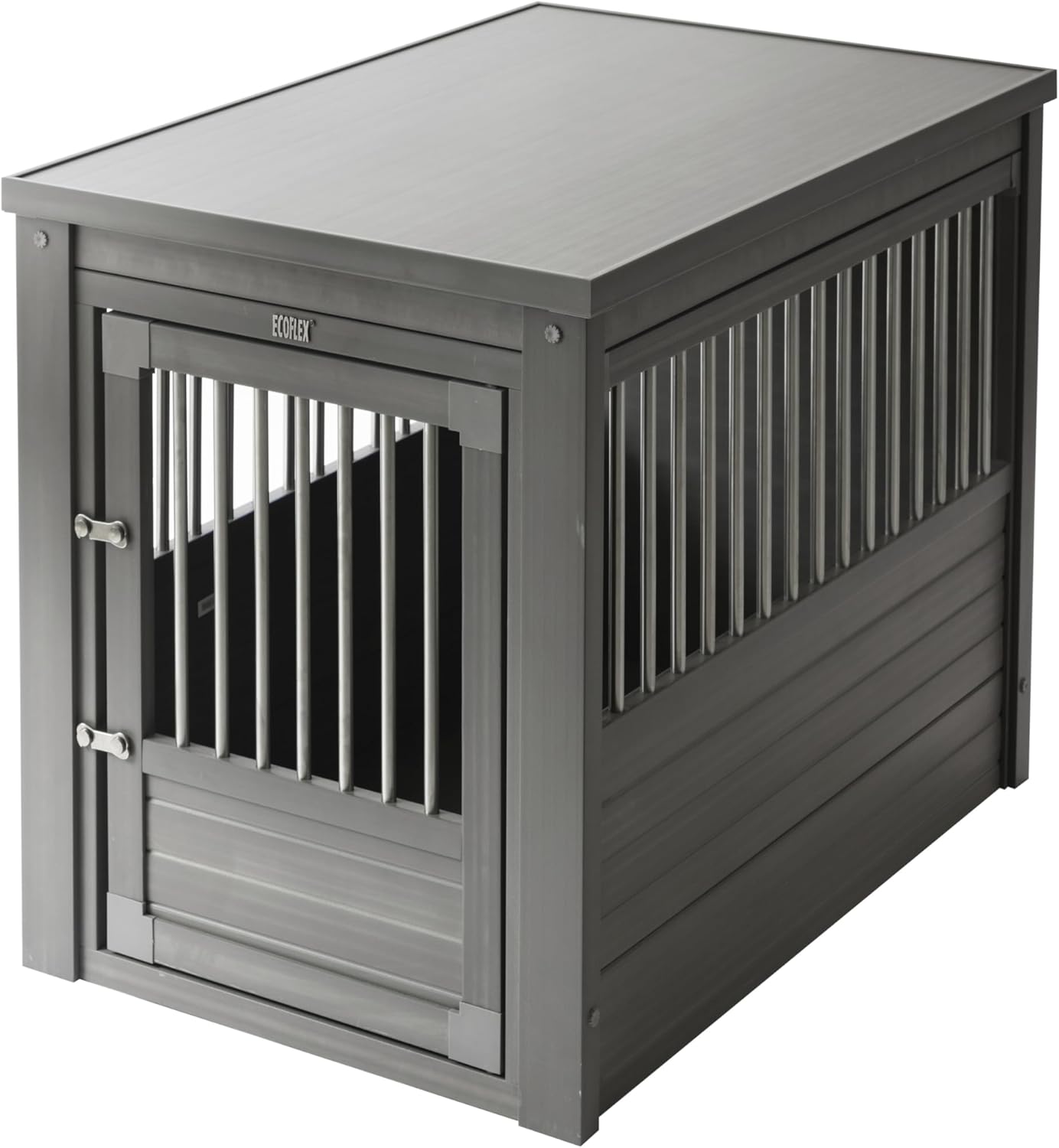 New Age Pet ECOFLEX InnPlace Dog Crate & End Table, Indoor Furniture Style Pet Kennel for Small, Medium, Large & XL Dogs, Durable Composite, Grey, X-Large