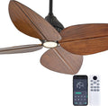 52' Ceiling Fan, Tropical Ceiling Fans with APP and Remote Control, Indoor Palm Leaf Ceiling Fans with Lights for Living Room Bedroom Patios, Dimmable(Walnut)