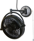 Wall Mount Fans with Pull Chain, 10 Inch Wall Fans Quiet Oscillating Wall-Mounted Fan, Adjustable Folding Arm, 2-Speed Plug-in Fan for Bedroom, Living Room, Garage, Bathroom, Patio, Kitchen, Black
