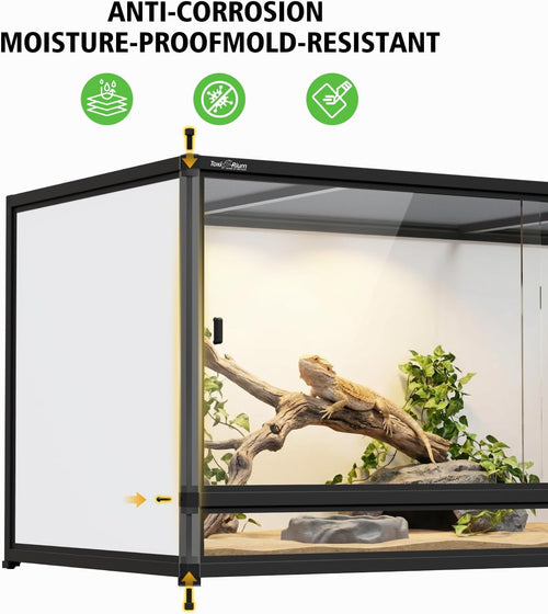 120 Gallon PVC Reptile Enclosure 48'x24'x24' – Large Reptile Tank with Front Sliding Glass Doors & Lock, for Bearded Dragon, Ball Python, Snake