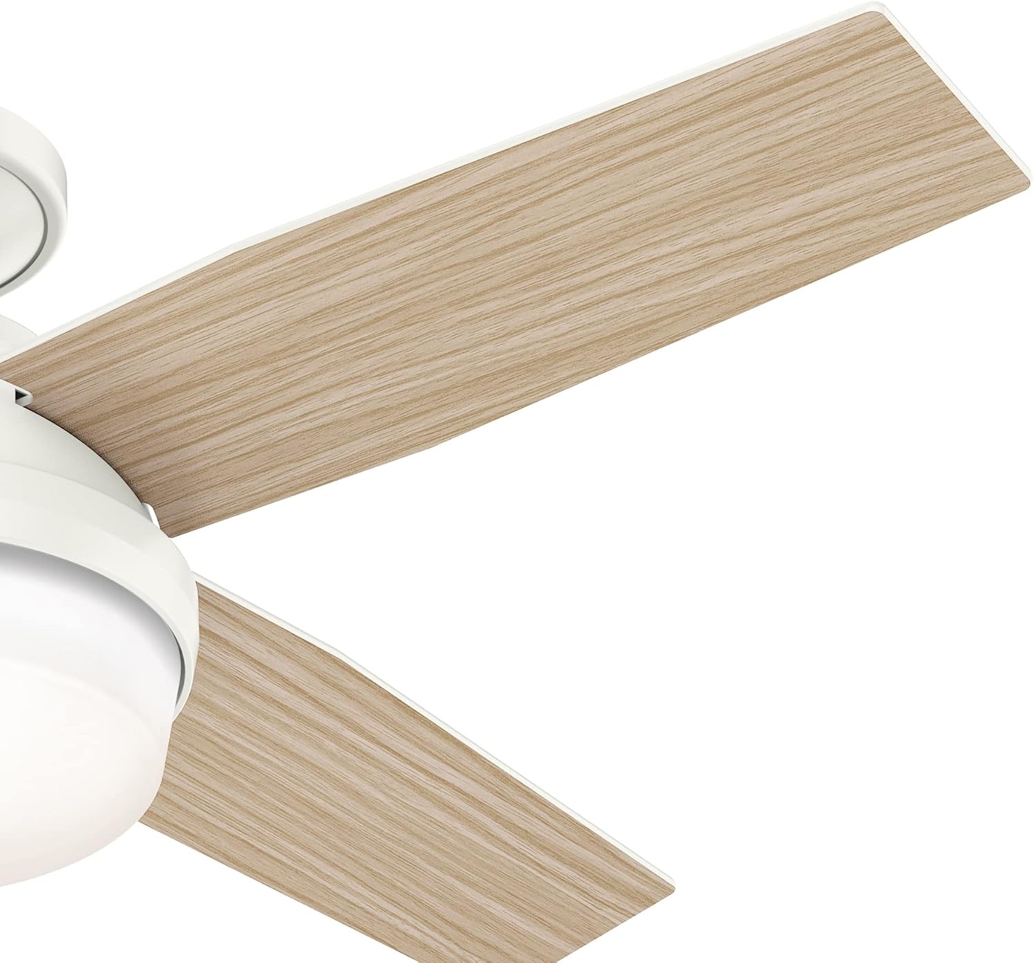 Hunter Fan 44 inch Low Profile Fresh White Indoor/Outdoor Ceiling Fan with Light Kit and Remote Control (Renewed)