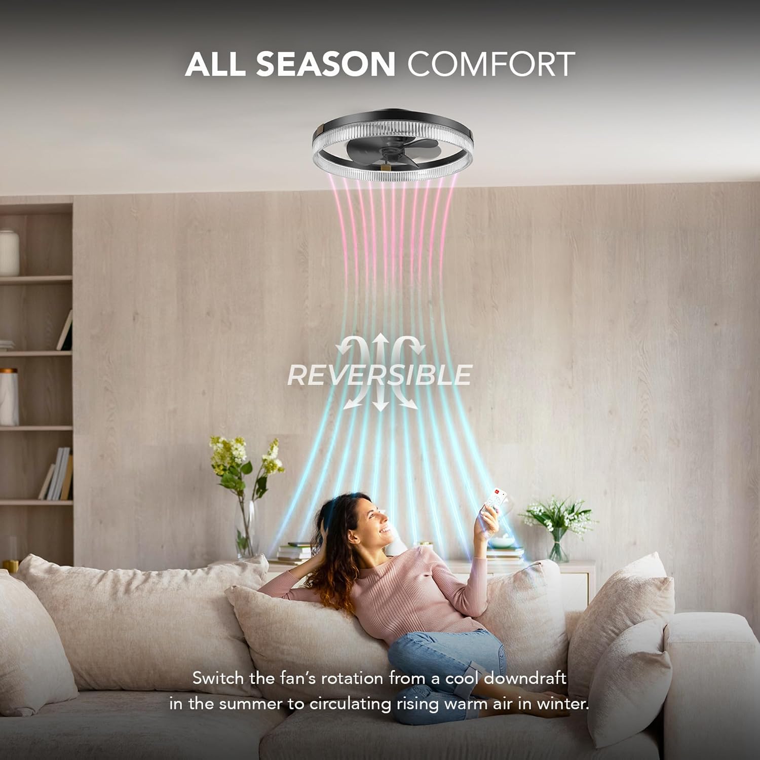 Globe Electric 37000113 20' Ceiling Fan with LED Light, Remote Control, WhisperQuiet DC Motor, 6 Speeds, Matte Black