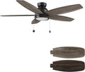 SMAAIR Pull Chain Ceiling Fans with Lights for Bedroom, 52' Low Profile Modern Ceiling Fan with Light, Flush Mount, 3 Blades, Dimmable, DC Motor, Indoor Use,Wooden/Walnut